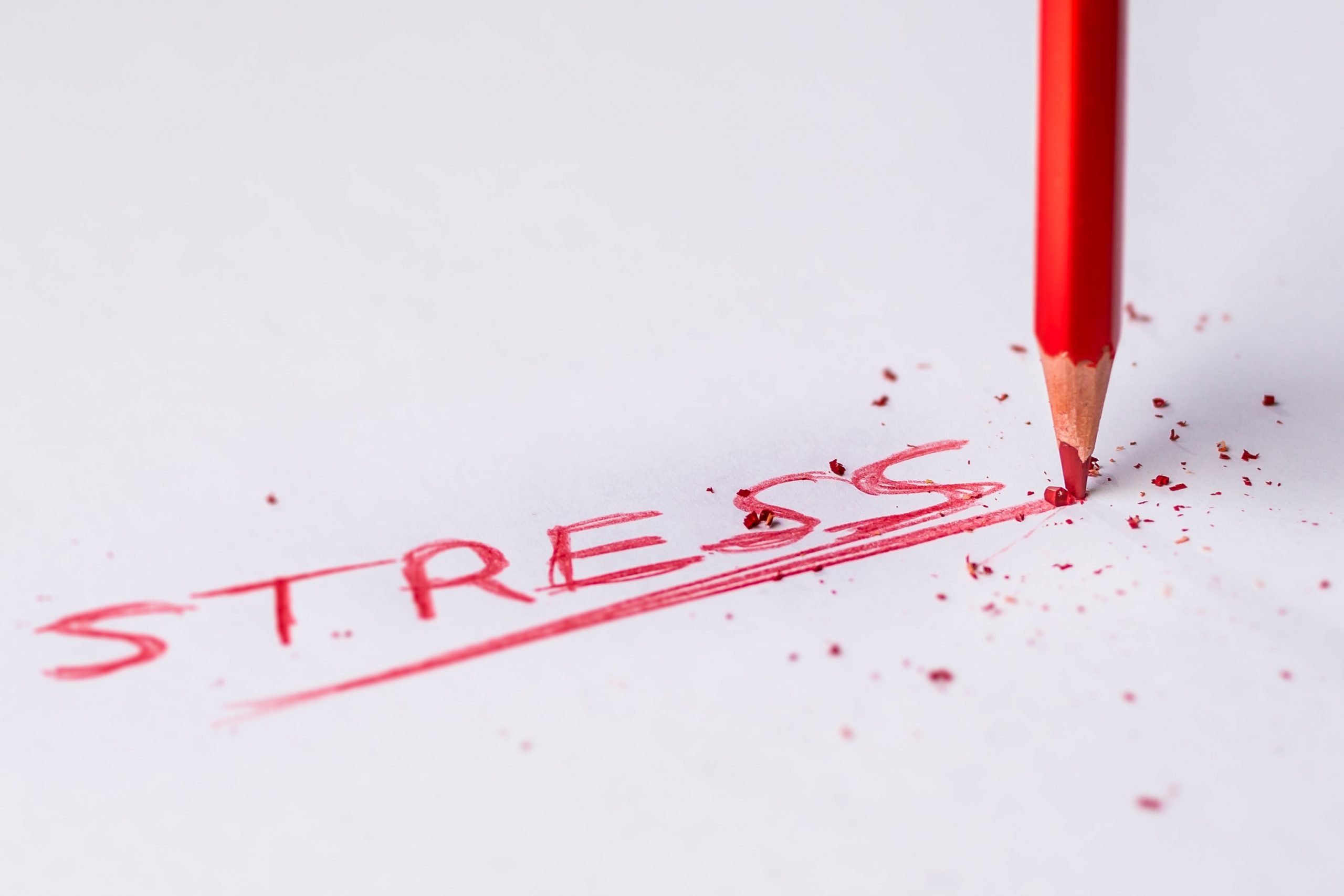 writing of word Stress in red pencil